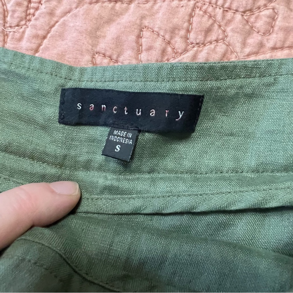 Anthropologie Sanctuary Green Linen Wrap Skirt S - Picture 8 of 9